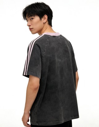 Balenciaga Black & Pink Striped Sleeve T-Shirt view 3