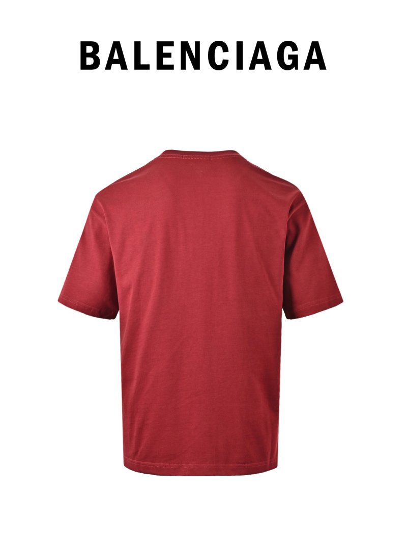 Balenciaga Burgundy Distressed Logo T-Shirt view