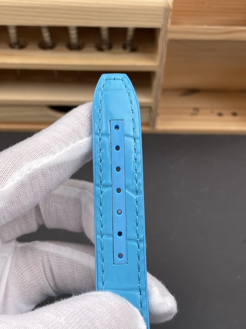 Franck Muller Tonneau V32 Rose Gold Full Diamond Blue Rubber Watch view