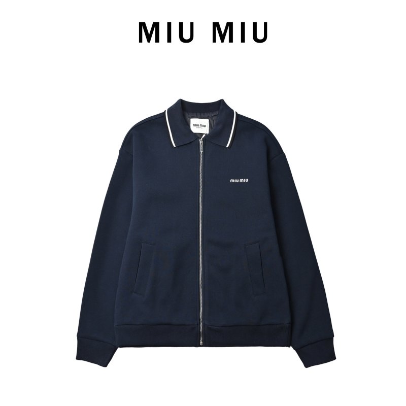 Miu Miu Navy Zip-Up Oversized Jacket view