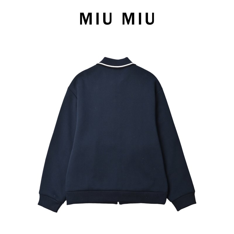 Miu Miu Navy Zip-Up Oversized Jacket view