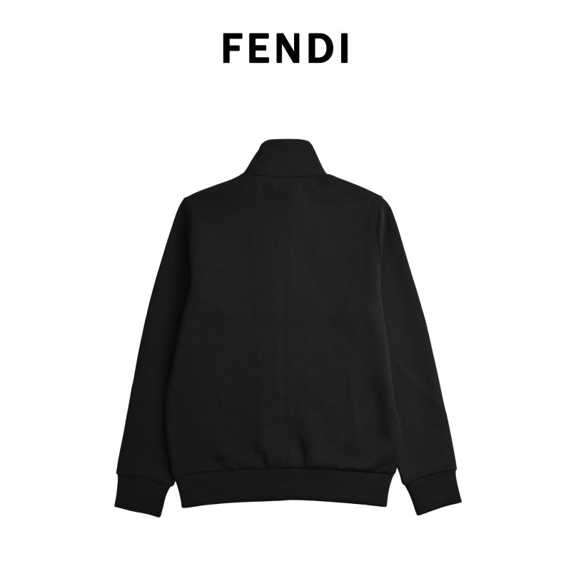 Fendi Black Wool Zip Jacket with Eye Detail view