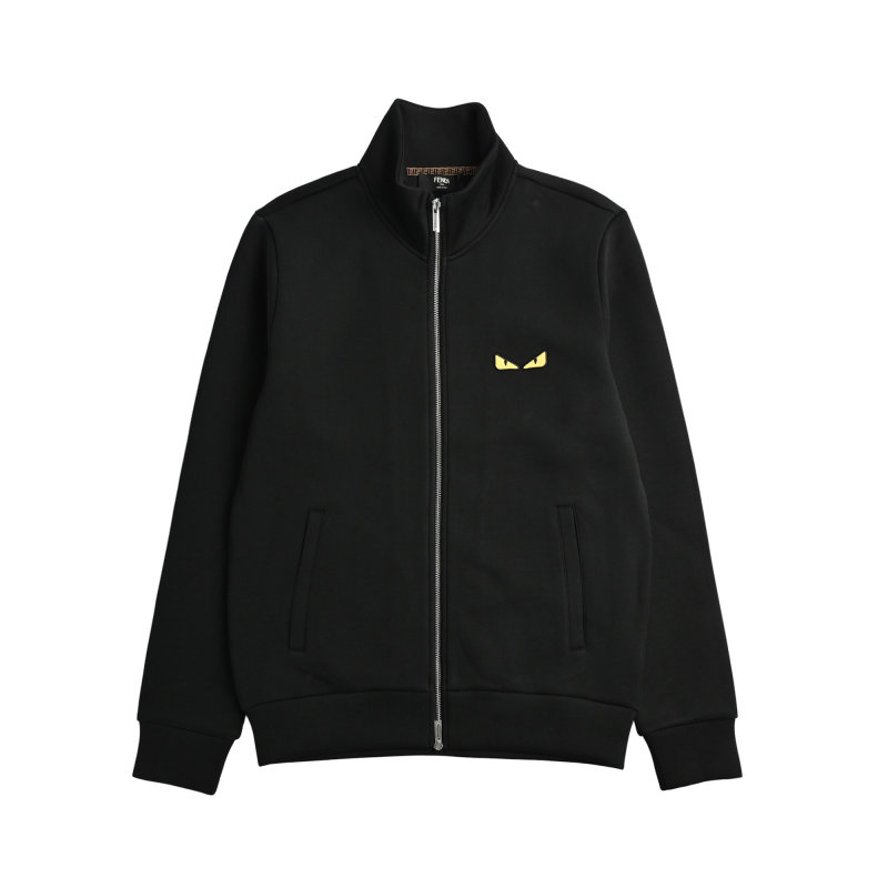 Fendi Black Wool Zip Jacket with Eye Detail view