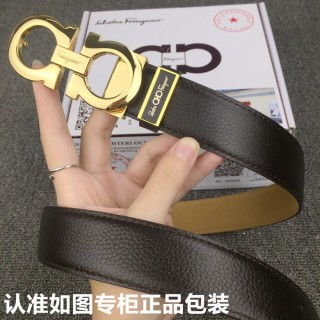 Salvatore Ferragamo Black Leather Belt with Gold Buckle view 2