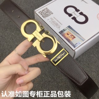 Salvatore Ferragamo Black Leather Belt with Gold Buckle view 4