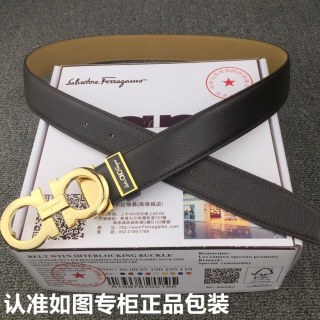 Salvatore Ferragamo Black Leather Belt with Gold Buckle view 5