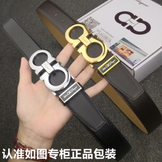 Salvatore Ferragamo Black Leather Belt with Gold Buckle view 9