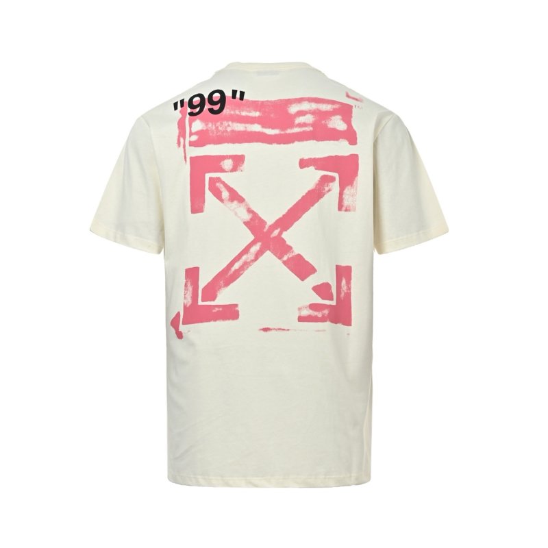 White Oversized T-Shirt with Pink '99' Graphic Print view