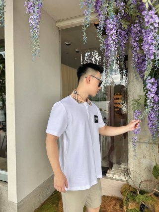 White Crew Neck T-Shirt with Black Logo Patch view 8