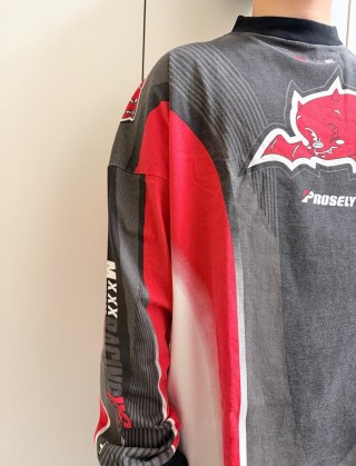 Jordan Chicago Bulls Color-Block Long Sleeve Tee Black Red White view 4