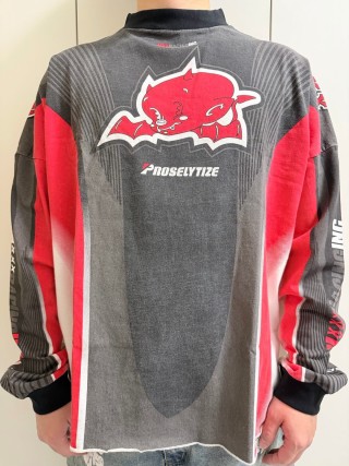 Jordan Chicago Bulls Color-Block Long Sleeve Tee Black Red White view 5