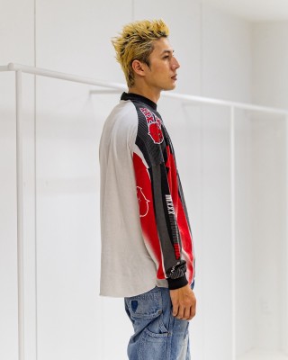 Jordan Chicago Bulls Color-Block Long Sleeve Tee Black Red White view 6