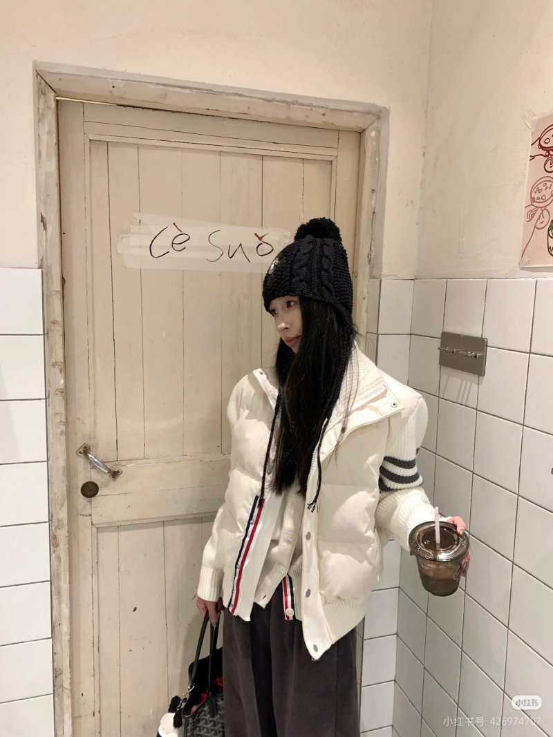 Chanel Cream Quilted Down Puffer Jacket with Ribbed Sleeves view