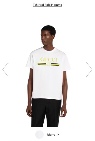 Gucci Logo Print White T-Shirt with Stripe Belt Detail view 3