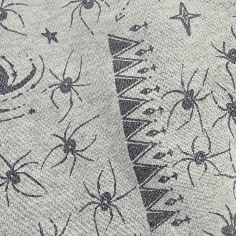 Essentials Oversized Hoodie – Grey with Spider & Flame Print view