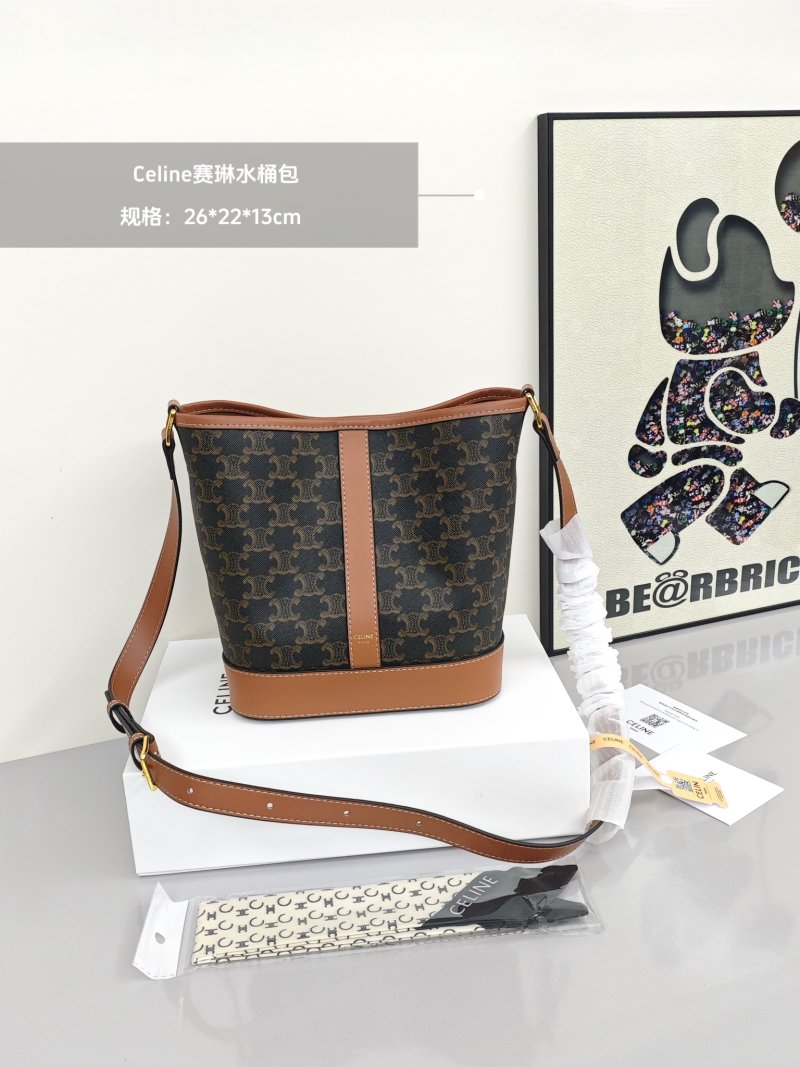 Celine Monogram Canvas Bucket Bag Tan Brown