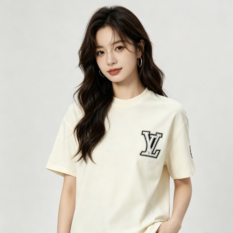 Louis Vuitton LV Logo Cream Short Sleeve T-Shirt