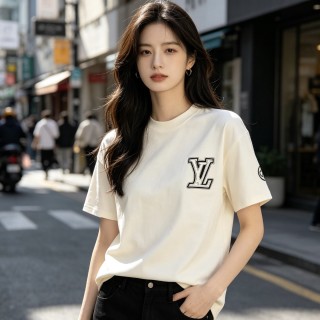 Louis Vuitton LV Logo Cream Short Sleeve T-Shirt view 2