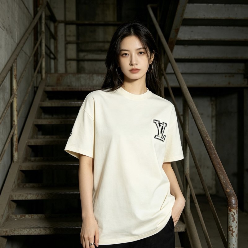 Louis Vuitton LV Logo Cream Short Sleeve T-Shirt view