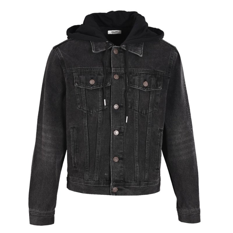 Celine Black Denim Jacket with Back Logo view