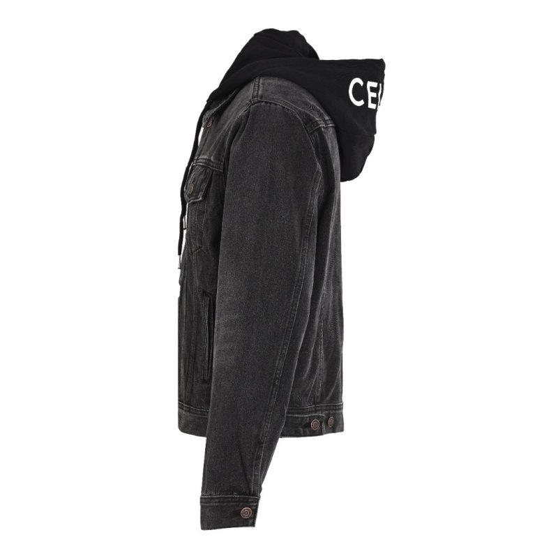 Celine Black Denim Jacket with Back Logo view