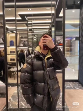 Black Puffer Down Jacket with Gold Badge view 8