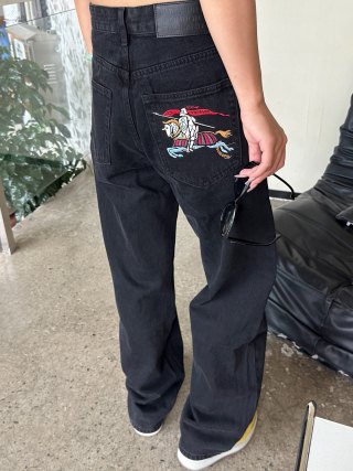 Black Ripped Wide-Leg Denim Jeans view 5