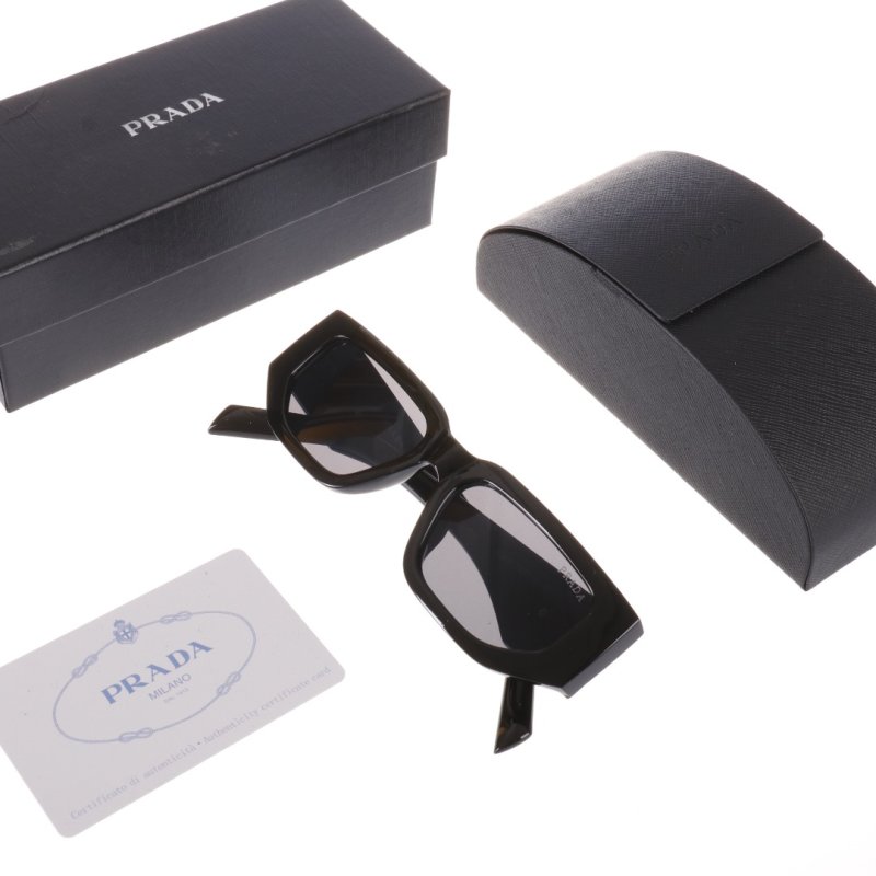 Prada Triangle Logo Black Sunglasses