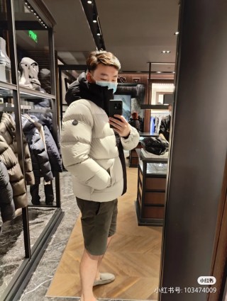 Cream & Black Reversible Puffer Down Jacket view 8