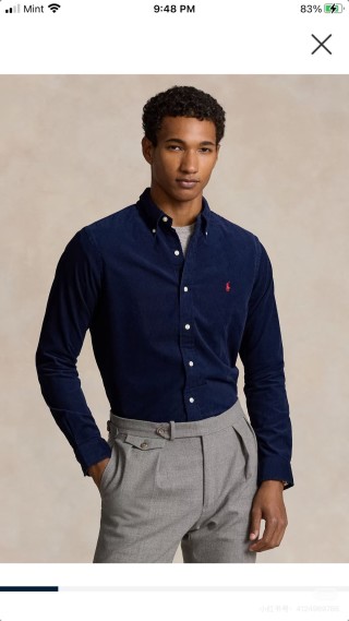 Ralph Lauren Navy Button-Down Oxford Shirt view 2
