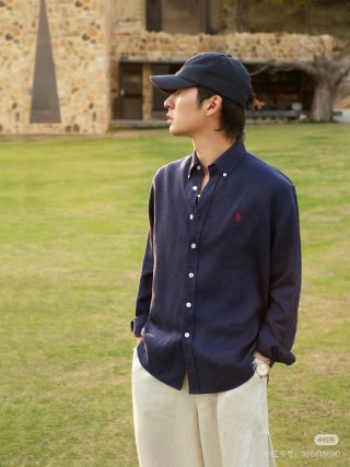 Ralph Lauren Navy Button-Down Oxford Shirt view 3