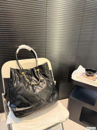 Chanel Black Quilted Drawstring Bucket Bag view 6