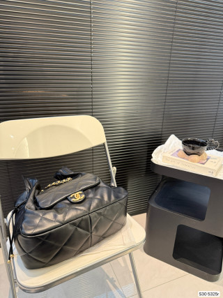 Chanel Black Quilted Drawstring Bucket Bag view 7