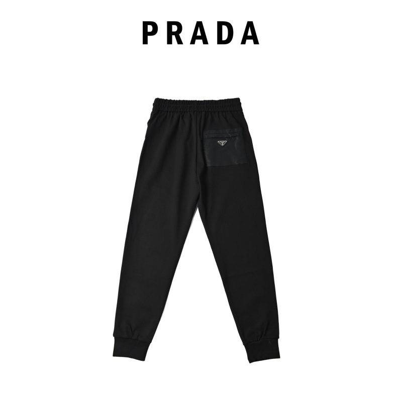 Prada Black Joggers with Metal Zip Detail view