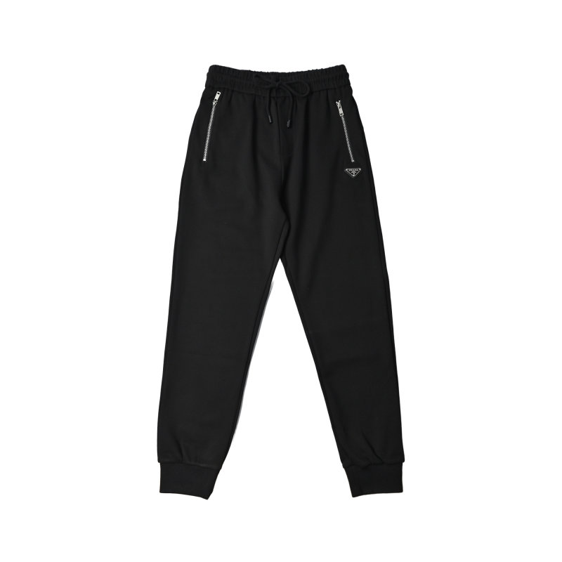 Prada Black Joggers with Metal Zip Detail view