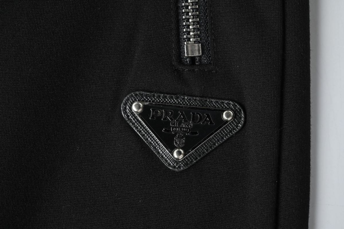 Prada Black Joggers with Metal Zip Detail view