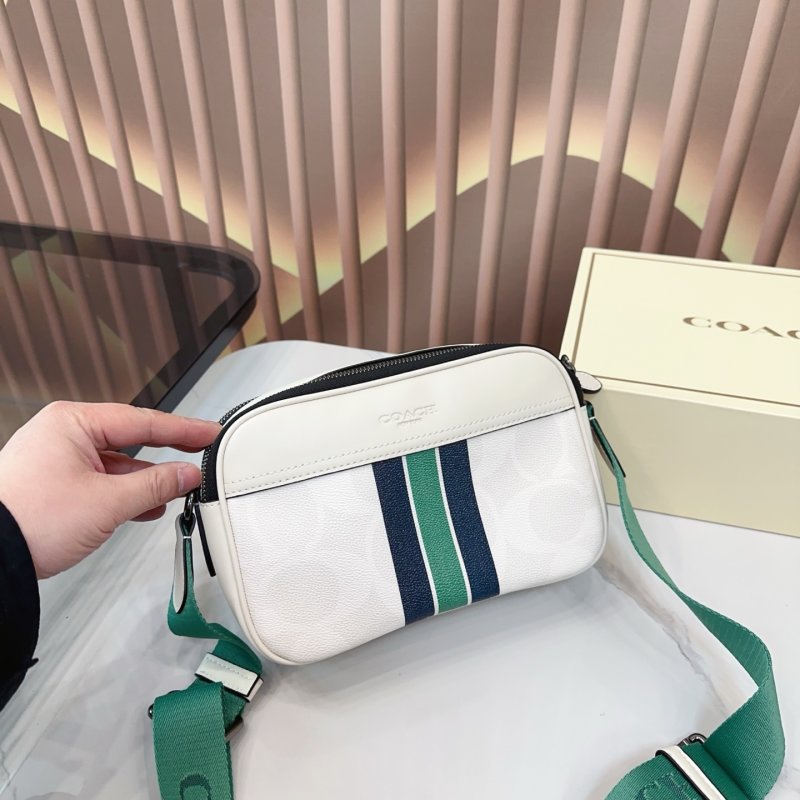 Coach Stripe Camera Crossbody Bag Grey view