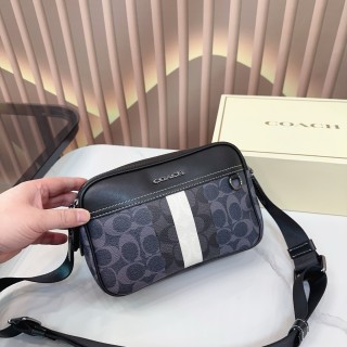 Coach Stripe Camera Crossbody Bag Grey view 3