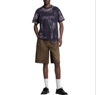 Olive Denim Shorts with Leather Waistband view 2