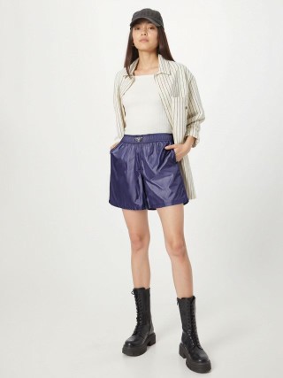 Navy Nylon High-Waist Shorts