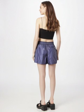 Navy Nylon High-Waist Shorts view 3
