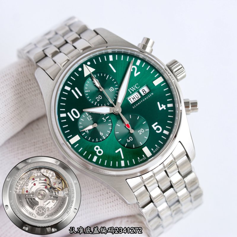 IWC Pilot Chronograph Green Dial Steel 43mm