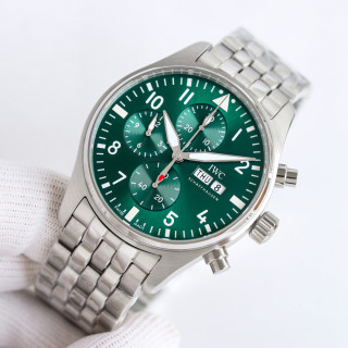 IWC Pilot Chronograph Green Dial Steel 43mm view 3