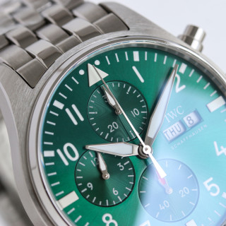 IWC Pilot Chronograph Green Dial Steel 43mm view 4