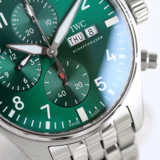IWC Pilot Chronograph Green Dial Steel 43mm view 5