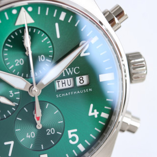 IWC Pilot Chronograph Green Dial Steel 43mm view 6