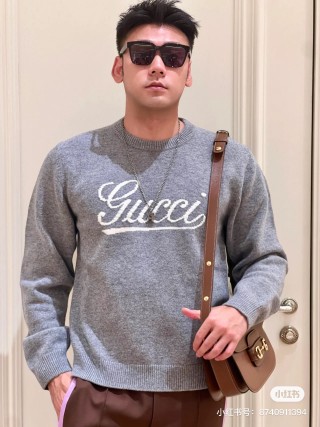 Gucci Script Logo Grey Crewneck Sweater view 7