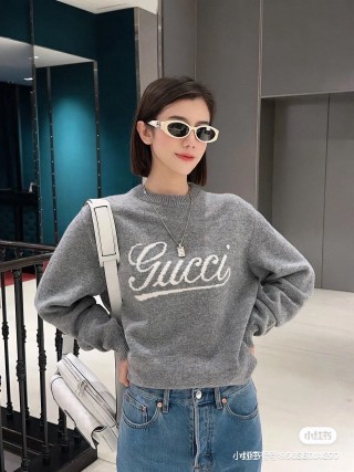 Gucci Script Logo Grey Crewneck Sweater view 8