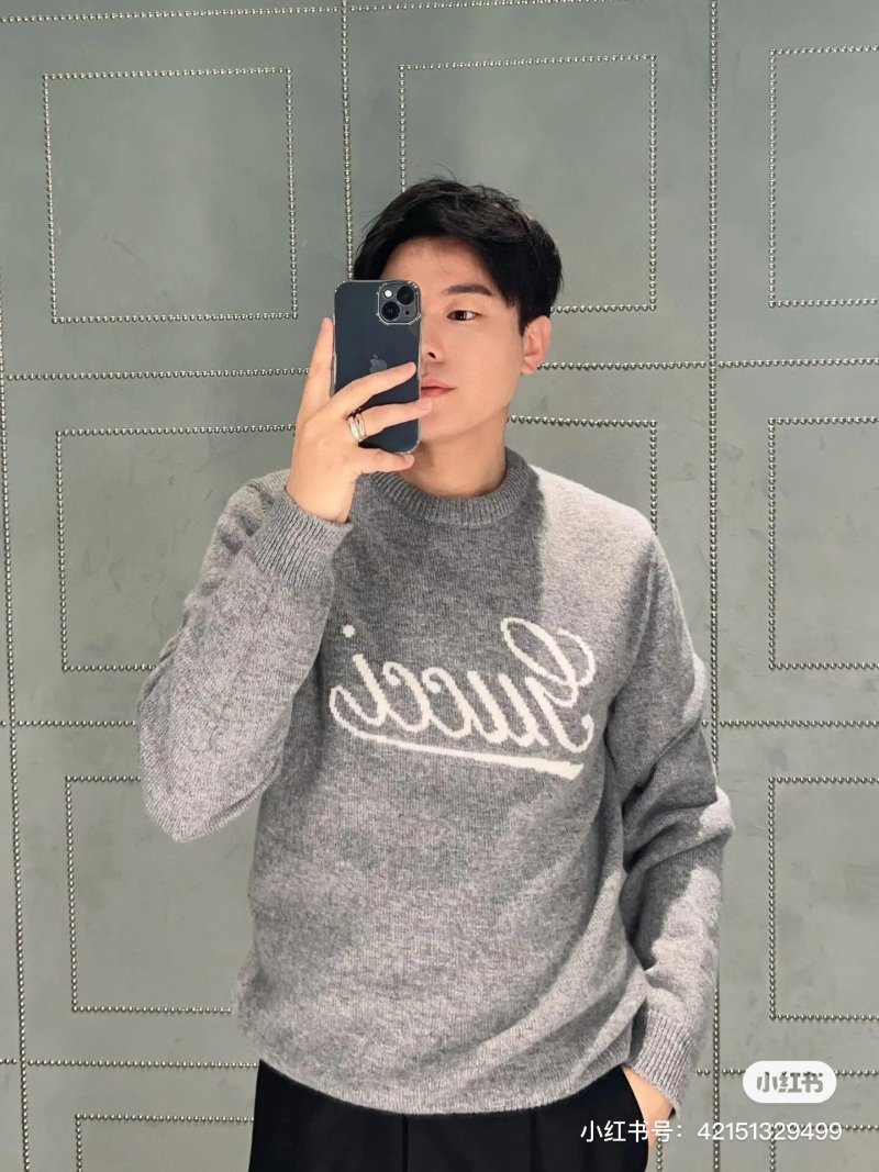 Gucci Script Logo Grey Crewneck Sweater view