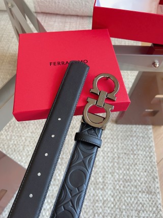 Ferragamo Black Quilted Leather Belt with Silver Buckle view 6
